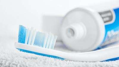 A toothbrush and toothpaste